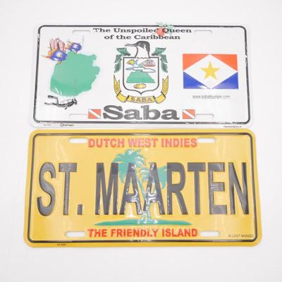 Pair of Souvenir License Plates from the Caribbean
