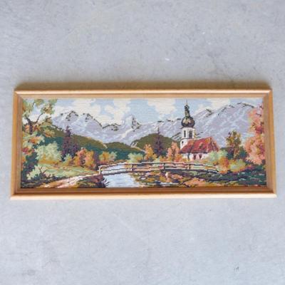 Embroidered Landscape with a Riverside Church in a Valley
