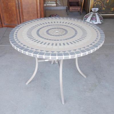 Pacific Bay Large Stone and Metal Outdoor Dining Table