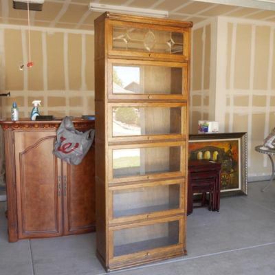 Vintage Oak and Glass Barrister Style Bookcase