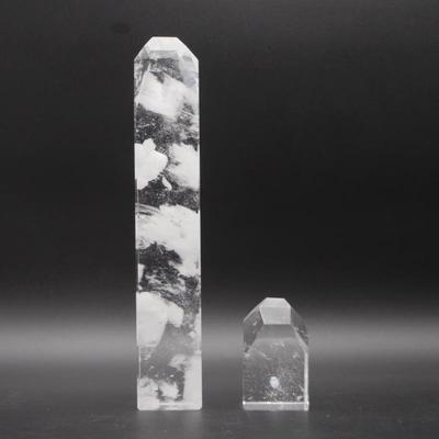 Pair Of Natural Clear Quartz Obelisks