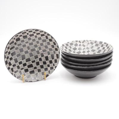 Lot Of 6 Tabletops Lifestyles Taurus Checkered Bowls