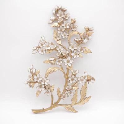 Vintage Dart Industries Dogwood Wall Hanging Gold Plaque