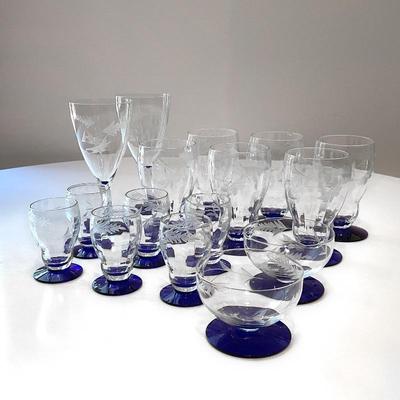 Weston Cobalt Blue 1930s Cut Glass