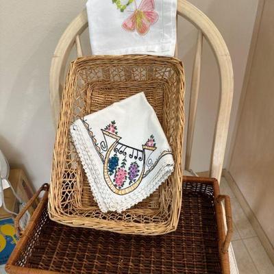 Baskets with tea towels