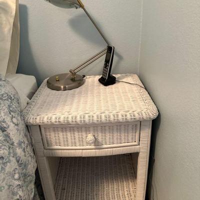 White wicker side tables
