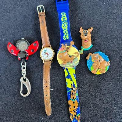 PPP266- Vintage Disney X Lorus(Seiko) Mickey Mouse Watch, Scooby Doo & Laday Bug Pocket Watch 