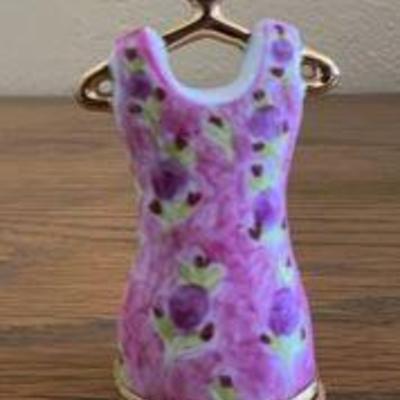 PPP133- Collectible Limoges France Dress On Hanger Trinket Box 