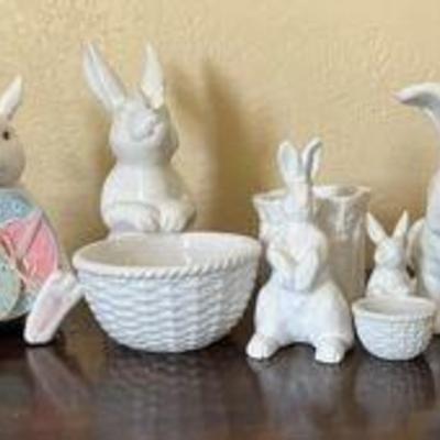 PPP174- Various Willam&Sonoma White Ceramic Easter Decor