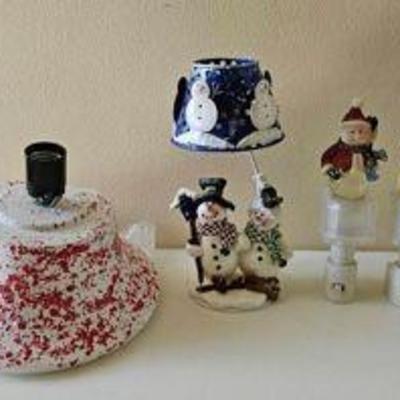 PPP100-SNOWMEN Globe Nightlights and SNOWMEN Candleholder