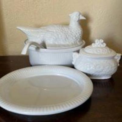 PPP198- Beautiful White Ceramic Platers And Bowls