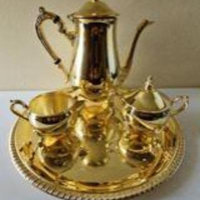 PPP164-Absolutely Gorgeous Gold Colored Tea Set