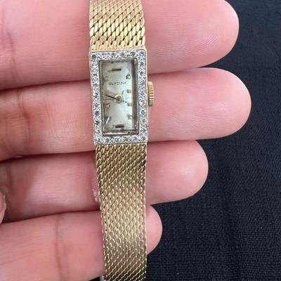 PPP257- Glycine Swiss 14k Gold Ladies Wristwatch 