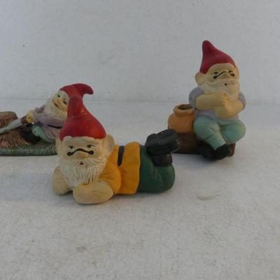 Vintage 1970s German Bisque Porcelain Set of 3 House Gnomes