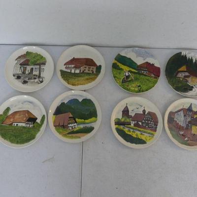 Signed/Dated Vintage 1983, 85 & 89 Set of 8 Hand Painted 8¼" Decorative Plates