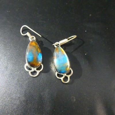Pietersite Dangle Earrings in Sterling Setting - TW 9.4g