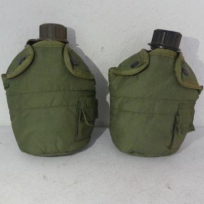 Vintage 2 1-Quart Canteens with Olive Drab Covers