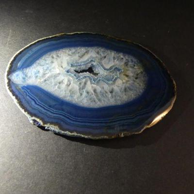 Blue Agate Geode Slice - 100mm x 80mm - 336.5 ct