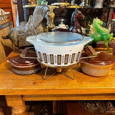 Vintage Pyrex Gourmet Casserole Dish With Lid And Warming Stand 1961