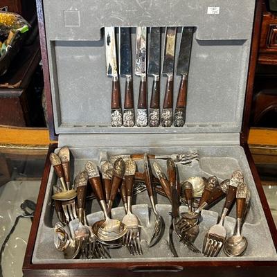 Thai silverware with case 