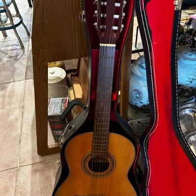 Acoustic wooden guitar 