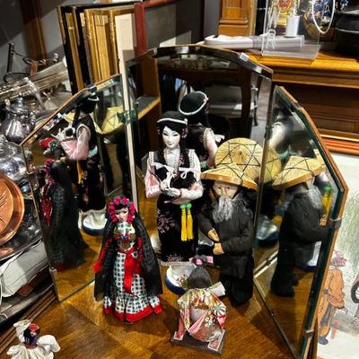 Vintage cultural dolls on stands