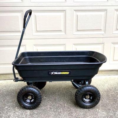 GRLI203 Gorilla Poly Dump Cart	Made by Gorilla Carts, model# GOR4PS. Does have a front lever to pull out to use the dump function. 
