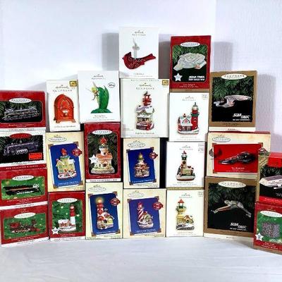 GRLI217 Hallmark Keepsake Ornaments	All different kind of Keepsake ornaments. From Disney to lighthouses, Star Trek and locomotives.
