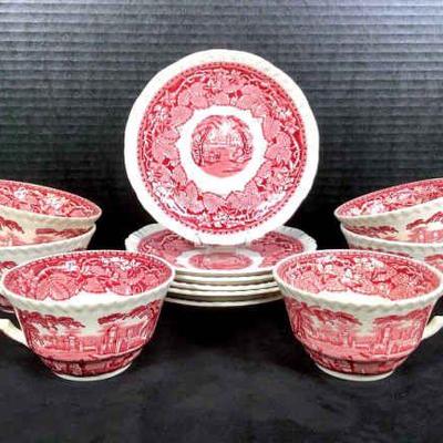 GRLI234 Vintage Mason’s “Vista” Ironstone Coffee Cups & Saucers	Comes with 6 coffee cups and 6 saucer plates.
