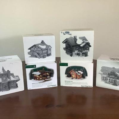 GRLI806 Assorted Holiday Village buildings	Assortment of alpine village buildings from Herotage Vintage Collection and Department 56....