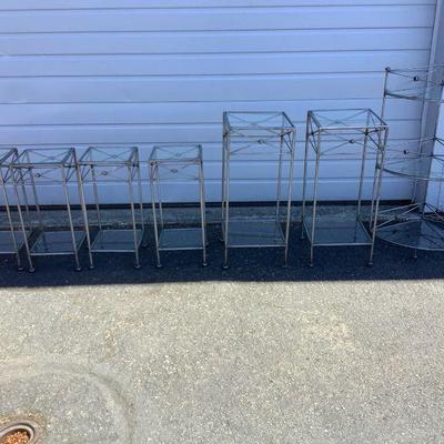 BEDO317 Pier One Medici Pedestal/Corner Tables	The corner table is approximately 36" Tall x 14.5" Deep.  The 2 Taller Tables...