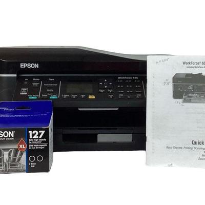 BEDO712 Epson Printer Workforce 635	Multitasking printer, fax machine, copy machine. Epson 127 black noir ink included,  approximately...