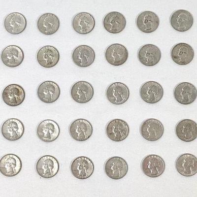 BEDO701 Ten Dollars In Silver 1964 Quarters	40 coins all made in 1964, about 90% sliver + 10% copper, see photos for condition
