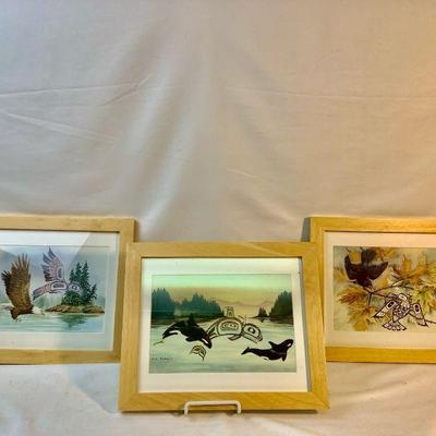 TOSH344 Sue Coleman First Nations Prints	The three prints include:  PNW Killer Whales, Flying Eagle and Stellar Jay.  These are already...
