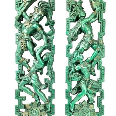 BEDO709 Vintage Central American Wall Decor	Heavy plaster wall decor of ancient Central American offerings
