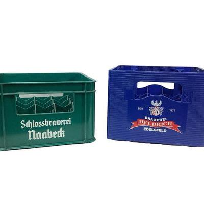 LISU704 VNTG Imported Beer Bins	Green Naabecker bin (15.5" x 13" x 10.5") and Blue Heldrich bin (15.5"x 11.5" x...