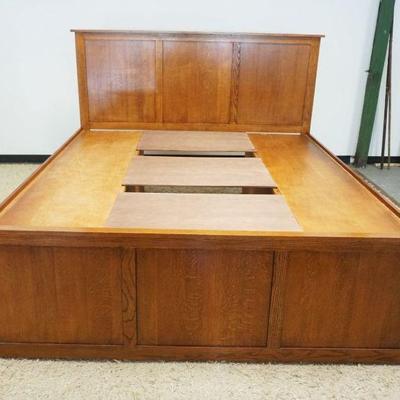 1160	MASTER CRAFT MISSION OAK STYLE KING SIZE BED, WITH 9 DRAWER BASE, CEDAR LINED DRAWERS
