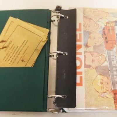1294	NOTE BOOK W/VINTAGE LIONEL TRAIN & TOY CATALOGS, INSTRUCTIONS, ETC
