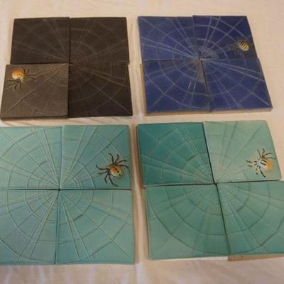 1041	NATALIE SURVING ARCHITECTURAL TILES, SURVING STUDIOS, SPIDER WITH WEBBING, EACH APPROXIMATELY 4 IN X 4 IN, 16 TILES

