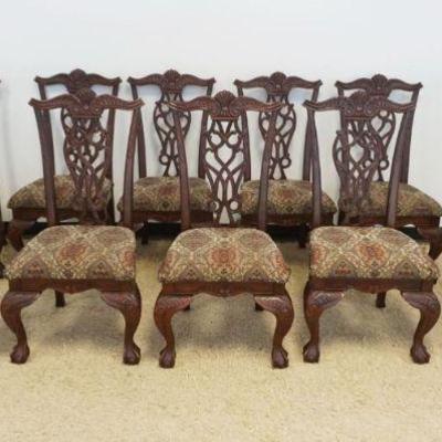 1158	10 SHERATON STYE DINING ROOM CHAIRS WITH UPHOLSTERED SEATS
