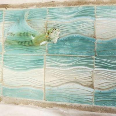 1075	NATALIE SURVING ARCHITECTURAL TILES, SURVING STUDIOS, LARGE REPTILE TILE, APPROXIMATELY 14 IN X 24 IN

