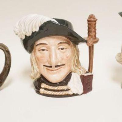 1012	3 ROYAL DOULTON TOBIES, ARAMIS, ROBIN HOOD, PADDY, TALLEST APPROXIMATELY 8 IN
