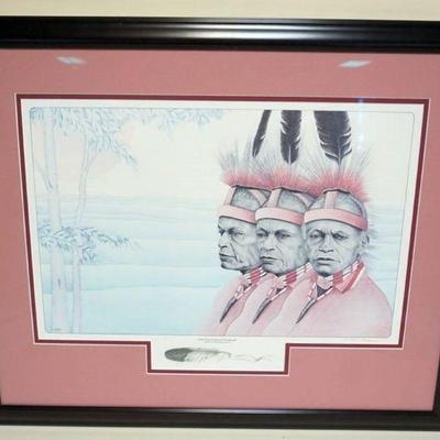 1087	GERRY BIRON SIGNED ARTIST PROOF PRINT *LITTLE CROW & MOUNT WACHUSETT* 31/50 , APPROXIMATELY 38 IN X 31 IN OVERALL
