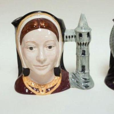 1021	3 ROYAL DOULTON TOBIES, ANNE BOLEYN, CATHERINE OF ARAGON, BEEF EATER, TALLEST APPROXIMATELY 7 3/4 IN
