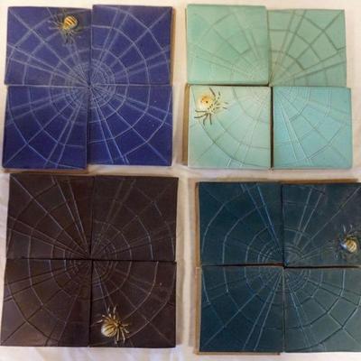 1037	NATALIE SURVING ARCHITECTURAL TILES, SURVING STUDIOS, SPIDER WITH WEBBING, EACH APPROXIMATELY 4 IN X 4 IN, 16 TILES
