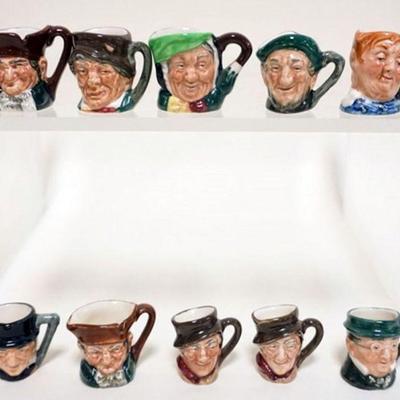 1027	ROYAL DOULTON MINIATURE TOBIES, GROUP OF 10, TALLEST APPROXIMATELY 1 1/2 IN
