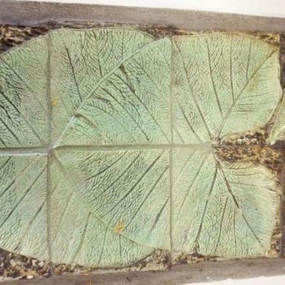 1076	NATALIE SURVING ARCHITECTURAL TILES, SURVING STUDIOS, LARGE LEAF TILE, APPROXIMATELY 14 IN X 24 IN
