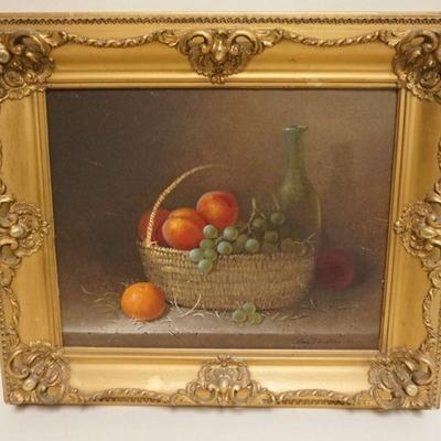 1098	OIL PAINTING ON MASONITE, STILL LIFE, DONAL F ALLAN, APPROXIMATELY 24 IN X 28 IN OVERALL
