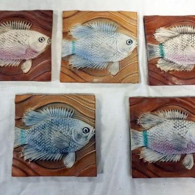 1053	NATALIE SURVING ARCHITECTURAL TILES, FISH TILES, SURVING STUDIOS, EACH APPROXIMATELY 6 IN X 6 IN, 5 TILES
