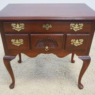 1153	HARDEN SOLID CHERRY QUEEN ANNE STYLE LOWBOY WITH SHELL CARVED DRAWERS, APPROXIMATELY 32 IN X 19 IN X 31 IN H
